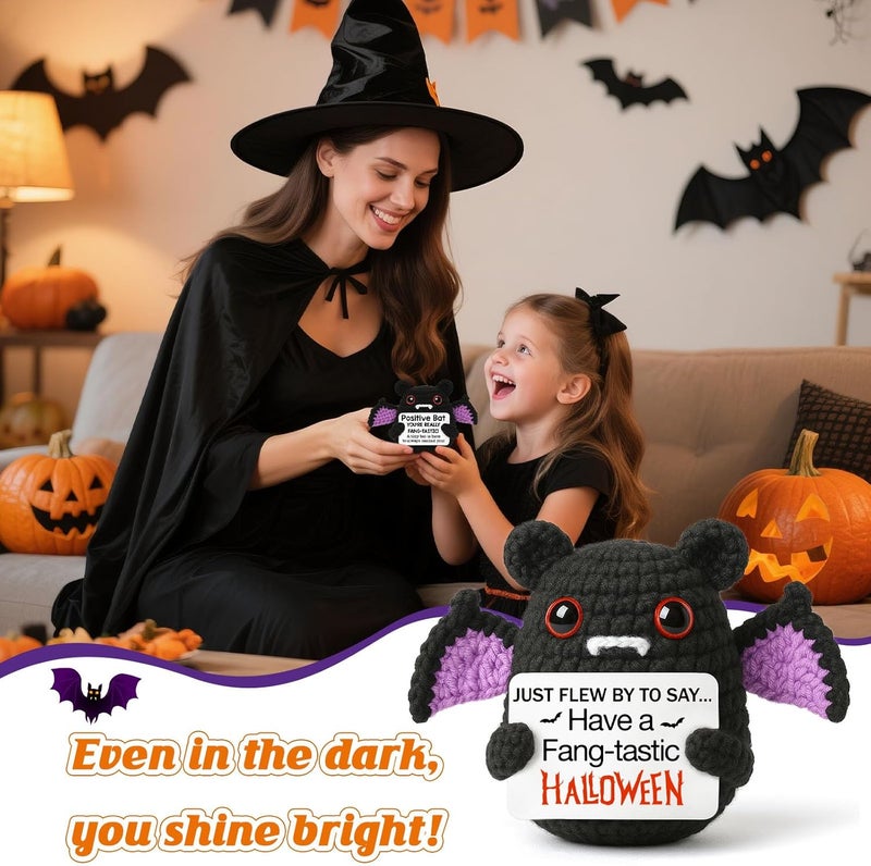 MBL Boo Basket Stuffers for Women - Halloween Bat Decoration Handmade Crochet Hanging Bats Plush Gift for Gothic Goth Spooky Vampire Witchy Home Decor Men Kids Teens Girls Stuffers - Image 4